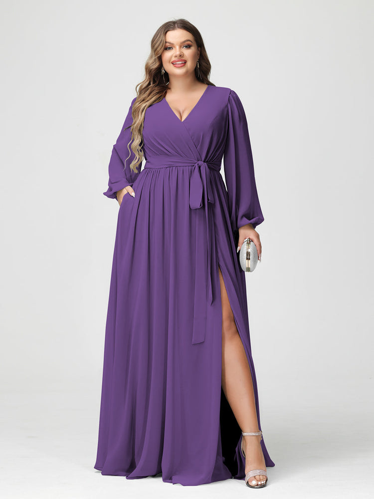 Womens Plus Size Long Sleeve Embroidered A-Line Dress - Knox Rose Plum  Purple 3X