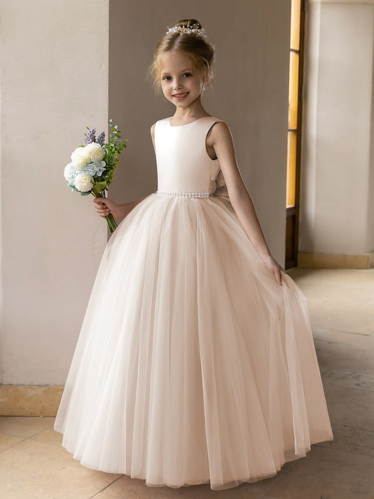 Taupe blush best sale flower girl dress