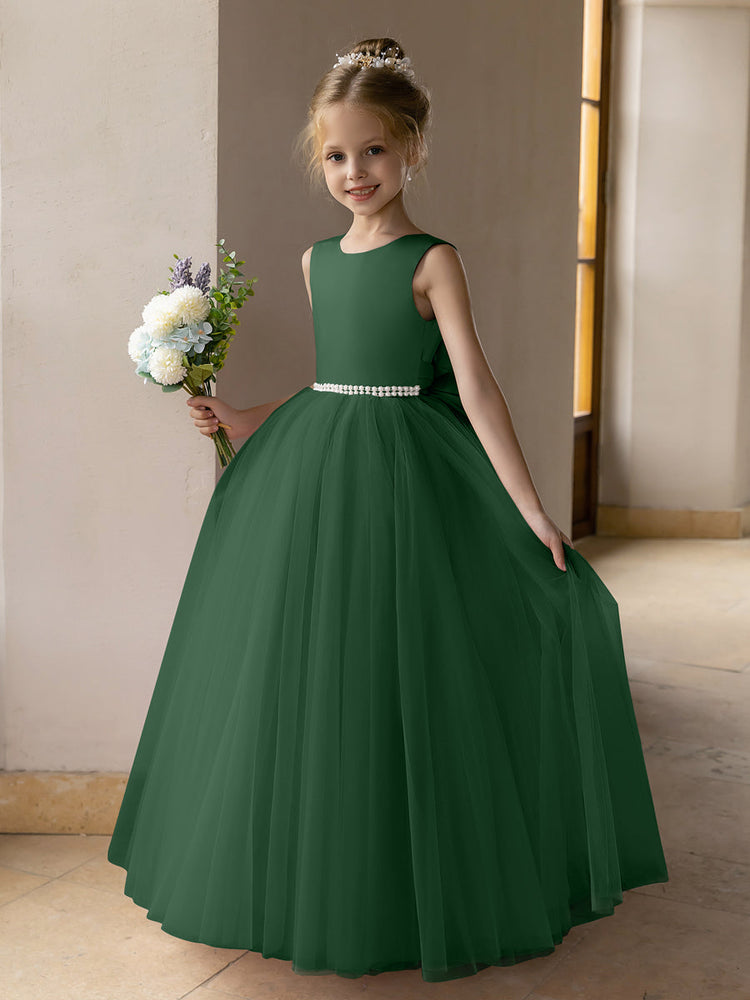 Emerald green gown for flower cheap girl