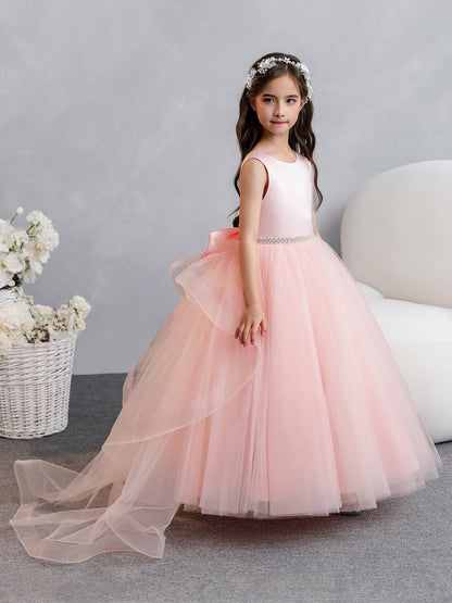 Tulle Ball Gown/Princess Ruffles Flower Girl Dresses With Pearls & Bowknot