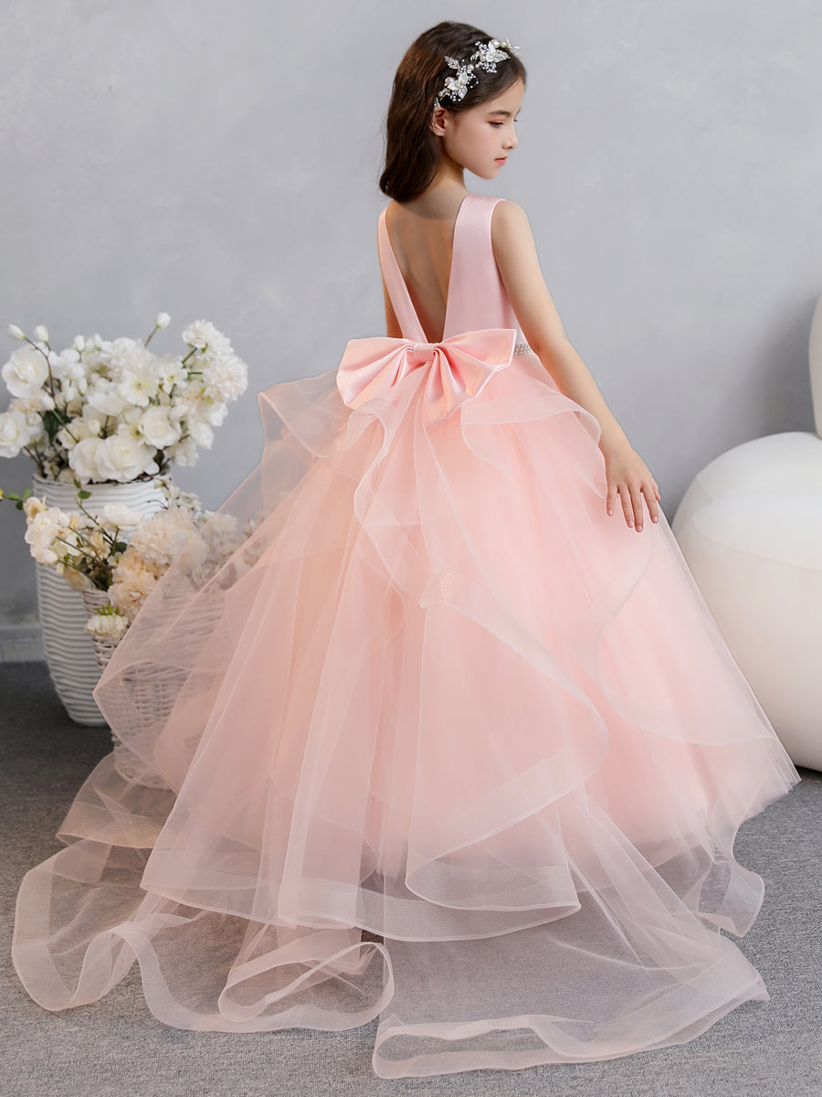 Tulle Ball Gown/Princess Ruffles Flower Girl Dresses With Pearls & Bowknot