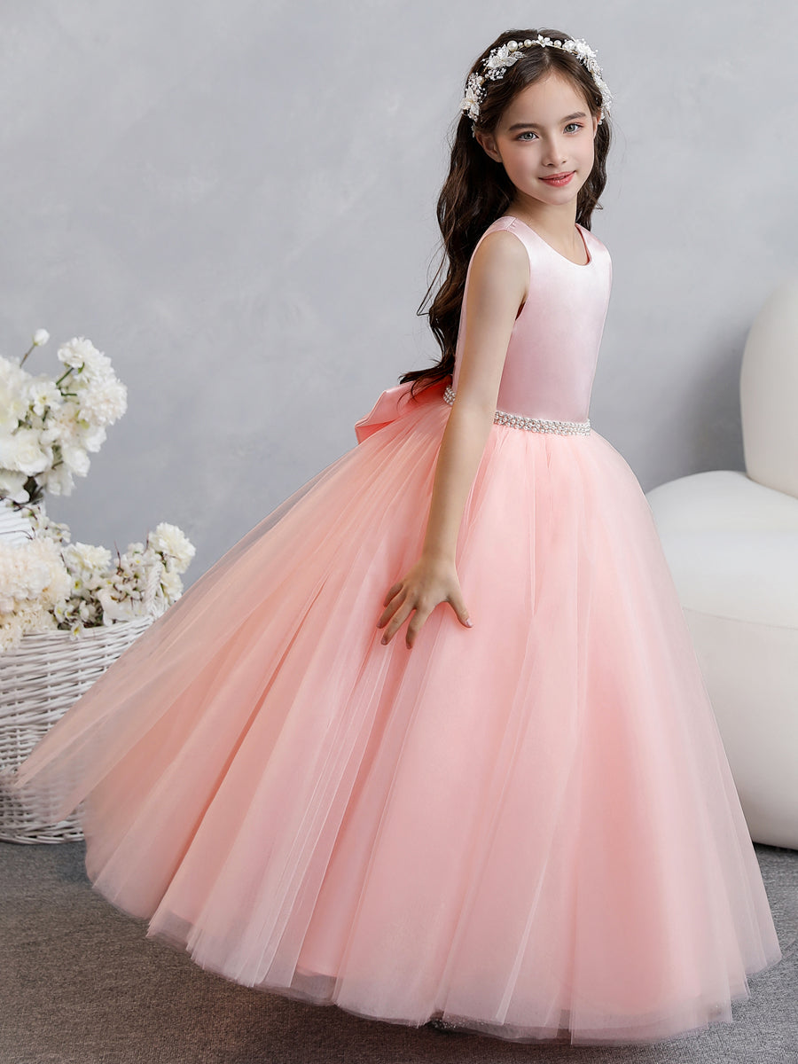 Tulle Ball Gown/Princess Ruffles Flower Girl Dresses With Pearls & Bowknot