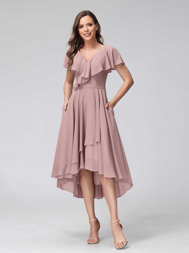 Asymmetrical chiffon 2024 bridesmaid dresses