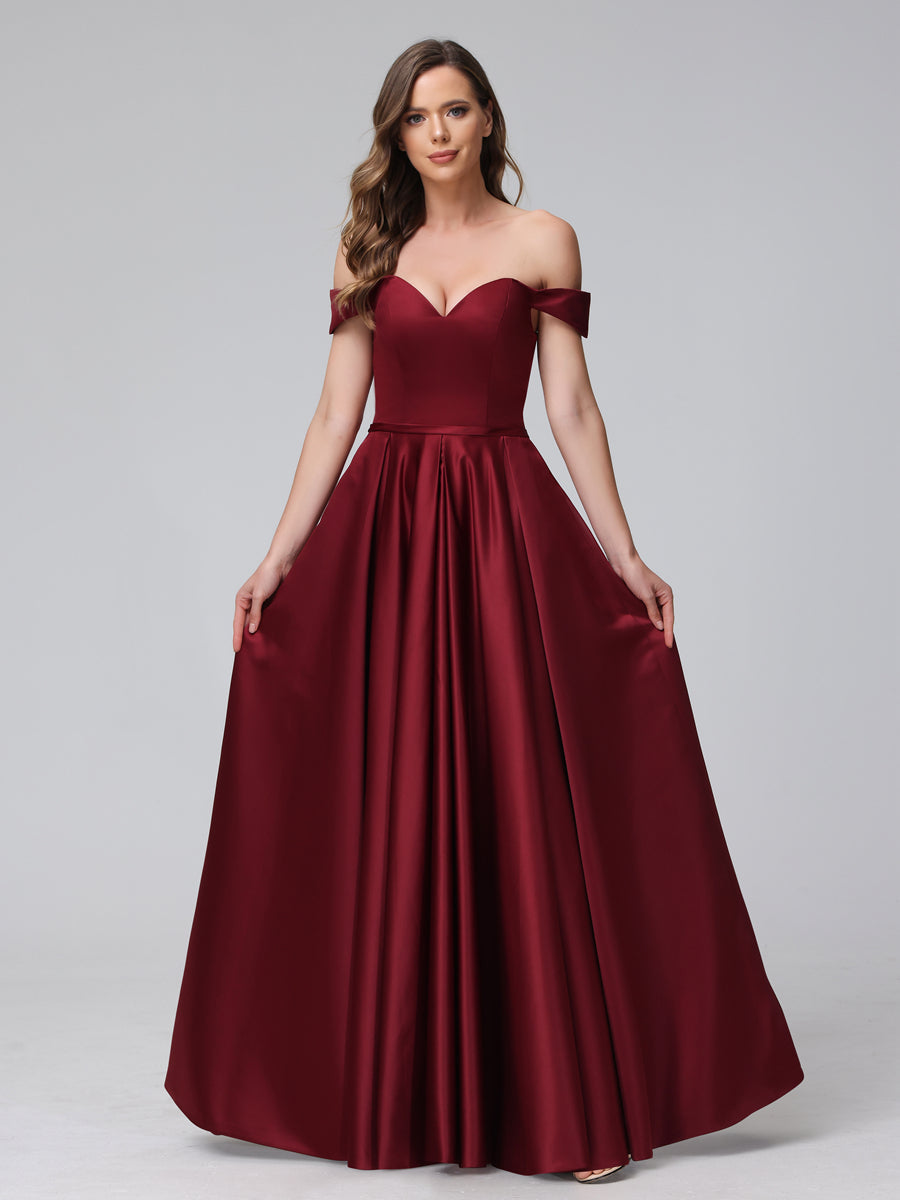 Maci off the shoulder taffeta ball gown best sale