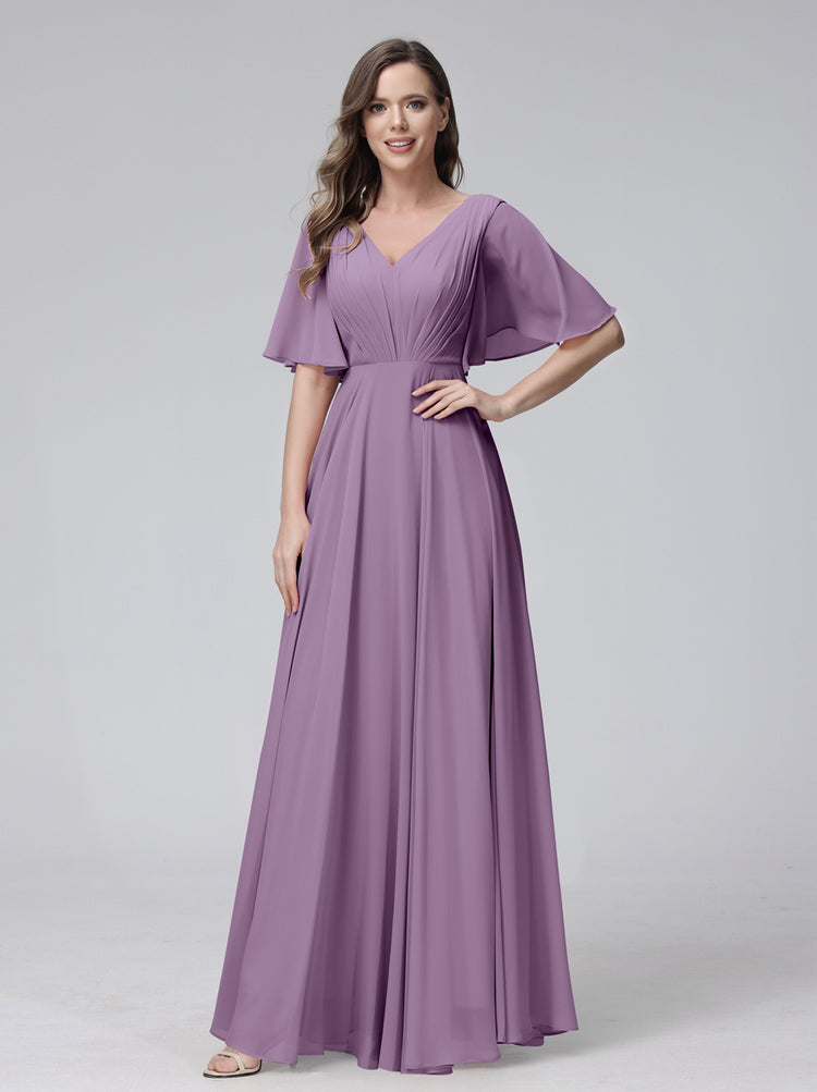 Persian Plum Chiffon Bridesmaid Dresses