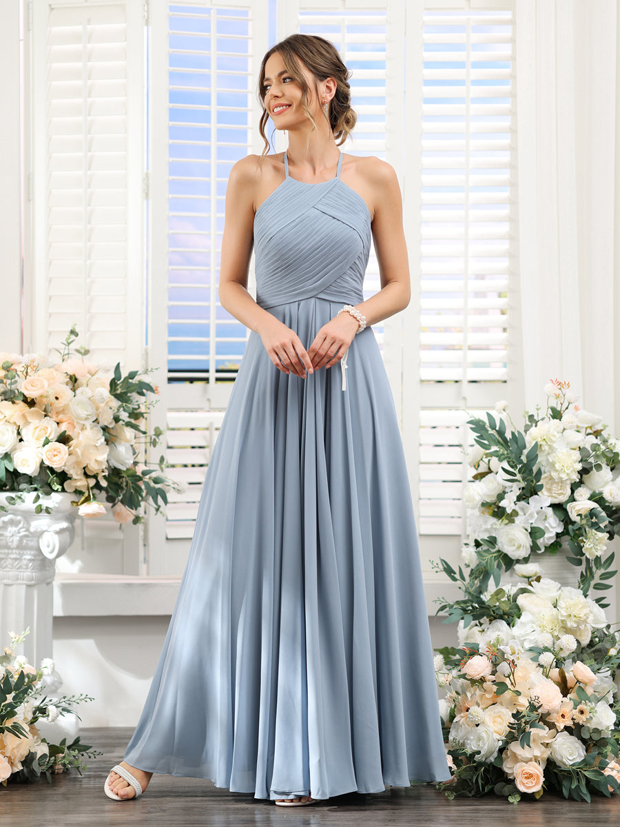 Chiffon Halter Bridesmaid Dress