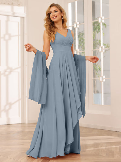 Dusty Blue Chiffon Bridesmaid Dresses with Halter Neckline – loveangeldress