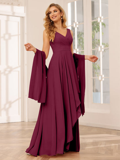 A-Line/Princess V-Neck Asymmetrical Bridesmaid Dresses with Ruffles